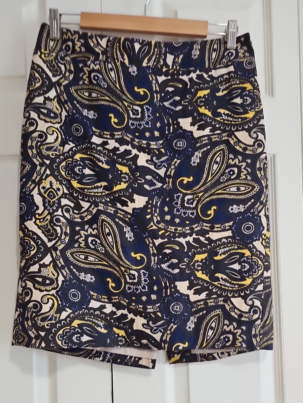 Ann Taylor Paisley Print A-Line Skirt | Size 6 | Blue & Yellow | Lined